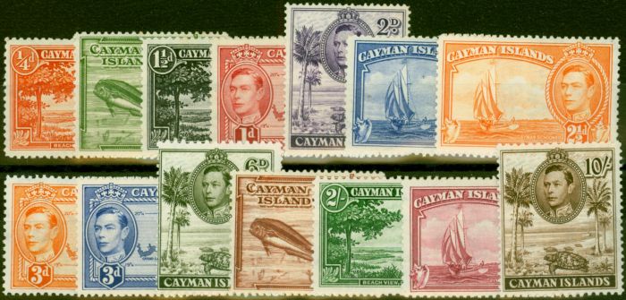 Rare Postage Stamp Cayman Islands 1938-48 Set of 14 SG115-126a Fine MM