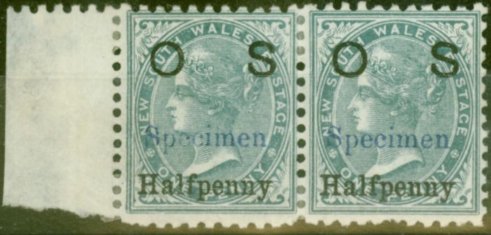 Valuable Postage Stamp from New South Wales 1891 1/2d on 1d Grey Specimen SG055s Fine Lightly Mtd Mint