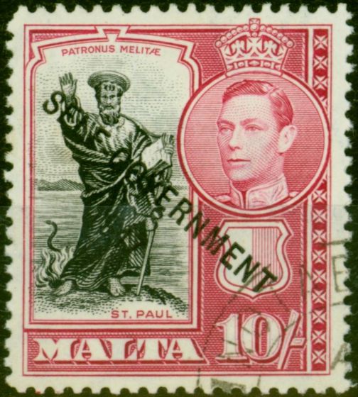 Collectible Postage Stamp Malta 1948 10s Black & Carmine SG248 Fine Used