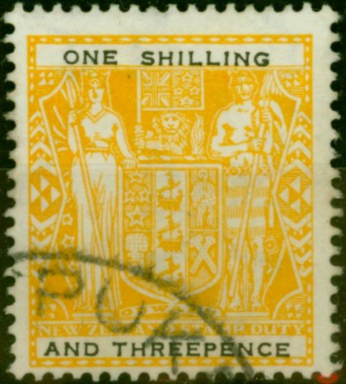 New Zealand 1955 1s3d Yellow & Black SGF192aw 'Wmk Upright' V.F.U . Queen Elizabeth II (1952-2022) Used Stamps