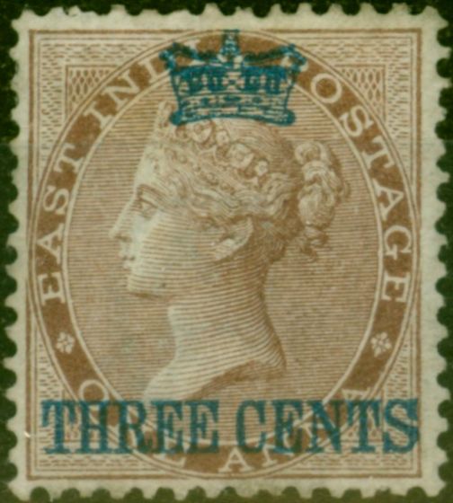 Collectible Postage Stamp Straits Settlements 1867 3c on 1a Deep Brown SG3 Fine MM
