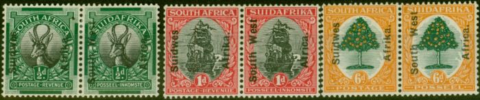 Old Postage Stamp South West Africa 1927 Set of 3 SG45-47 Fine LMM
