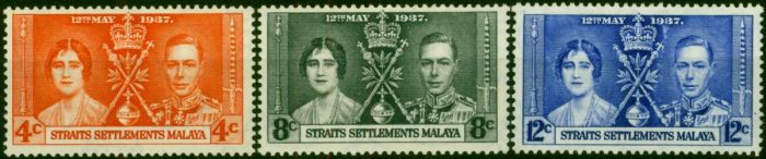 Straits Settlements 1937 Coronation Set of 3 SG275-277 Fine VLMM 