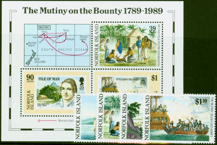 Rare Postage Stamp Norfolk Island 1989 Bounty Set of 5 SG460-MS464 V.F MNH