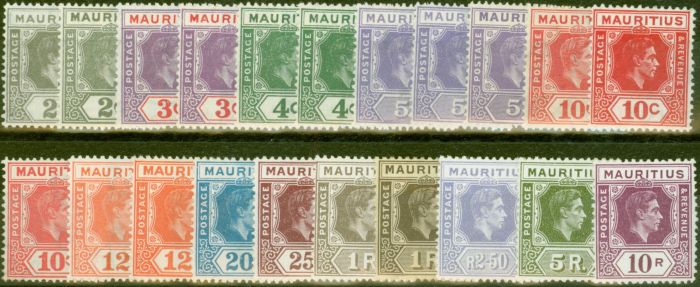 Valuable Postage Stamp from Mauritius 1938-43 Extended set of 21 SG252-263 Fine Very Lightly Mtd Mint