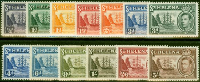 Valuable Postage Stamp St. Helena 1938-44 Set of 13 to 5s SG131-139 Fine & Fresh MM