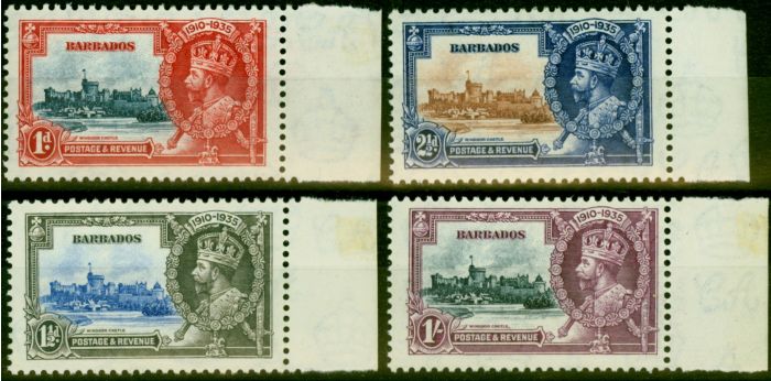 Rare Postage Stamp from Barbados 1935 Jubilee Set of 5 SG241-244 Fine Lightly Mtd Mint