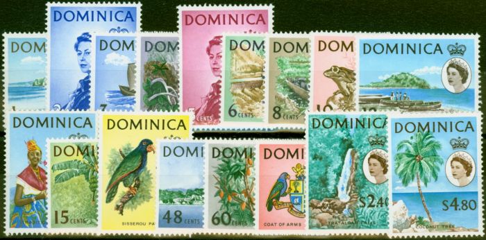 Old Postage Stamp Dominica 1963 Set of 17 SG162-178 Fine LMM