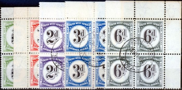 Old Postage Stamp from S.W.A 1931 P.Due set of 5 SGD47-D51 V.F.U Block of 4