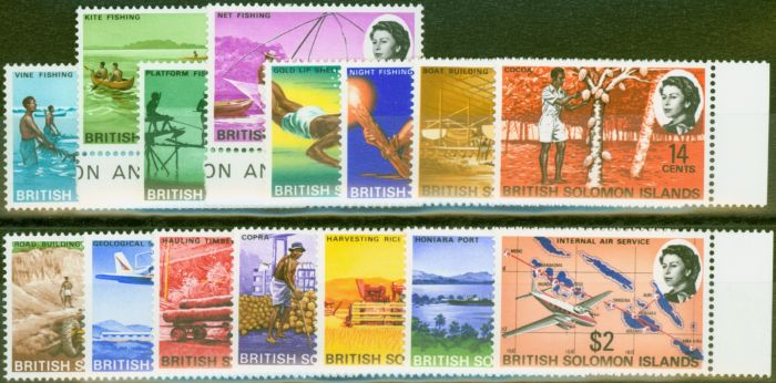Old Postage Stamp from Solomon Islands 1968 set of 15 SG166-180 V.F MNH