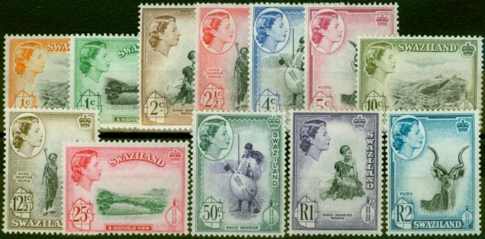 Old Postage Stamp from Swaziland 1961 Set of 12 SG78-89 Fine & Fresh Mtd Mint