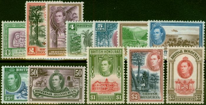 Old Postage Stamp British Honduras 1938 Set of 12 SG150-161 V.F VLMM
