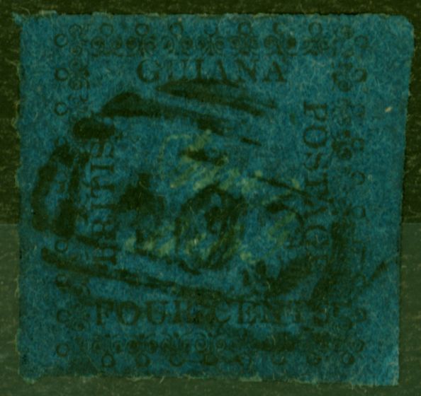 Rare Postage Stamp from British Guiana 1862 4c Blue SG124 Type 15 V.F.U Example of this Very rare Classic