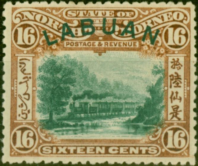 Valuable Postage Stamp Labuan 1902 16c Green & Chestnut SG116 Fine MM