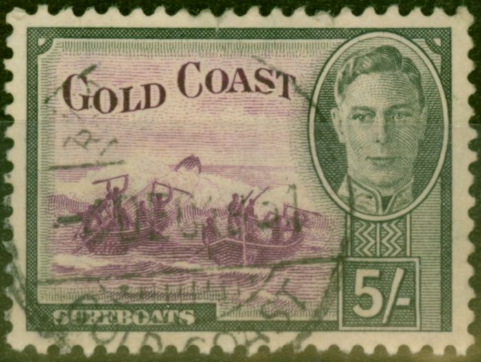 Old Postage Stamp from Gold Coast 1948 5s Purple & Black SG145 Fine Used
