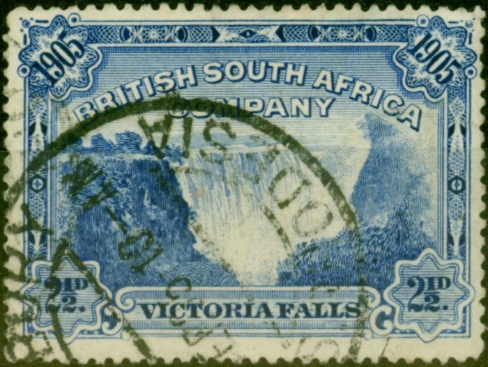 Old Postage Stamp from Rhodesia 1905 2 1/2d Deep Blue SG95a P. 14.5-15 Fine Used