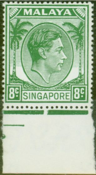Collectible Postage Stamp from Singapore 1952 8c Green SG21a Fine Lightly Mtd Mint