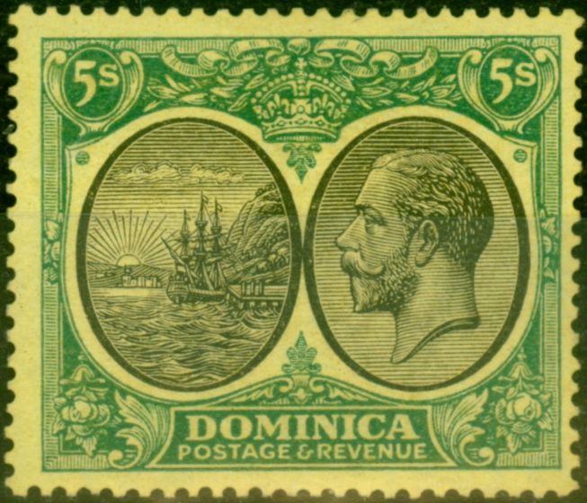 Collectible Postage Stamp from Dominica 1927 5s Black & Green-Yellow SG88 Fine Mounted Mint