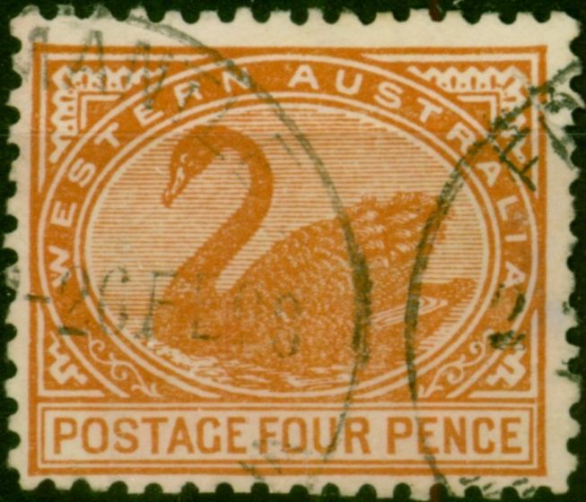 Western Australia 1908 4d Pale Chestnut SG142a Fine Used (2). King Edward VII (1902-1910) Used Stamps
