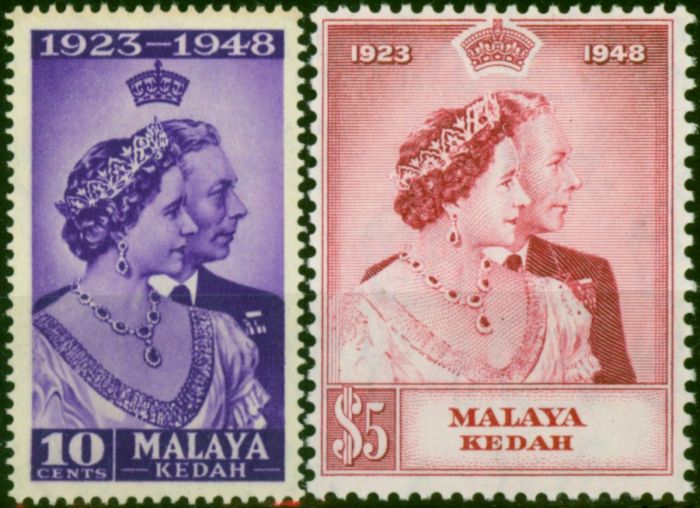 Kedah 1948 RSW Set of 2 SG70-71 Fine LMM  King George VI (1936-1952) Old Royal Silver Wedding Stamp Sets