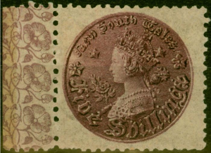 Collectible Postage Stamp from N.S.W. 1888 5s Rose-Lilac SG181 P.11 Fine Lightly Mtd Mint Side Marginal