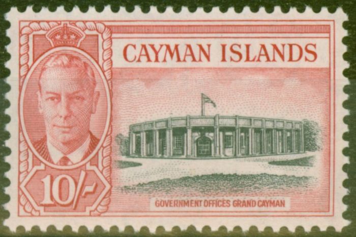 Valuable Postage Stamp from Cayman Islands 1950 10s Black & Scarlet SG147 Very Fine MNH
