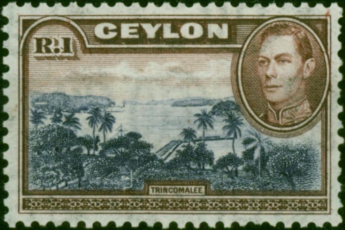 Ceylon 1938 1R Blue-Violet & Chocolate SG395 Fine VLMM (2) King George VI (1936-1952) Valuable Stamps