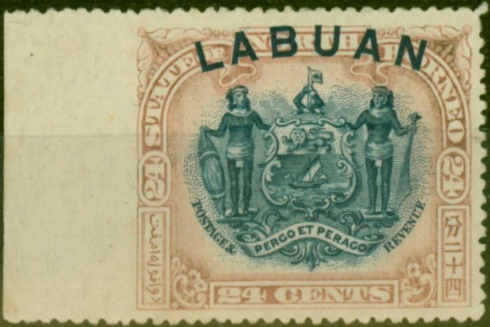 Collectible Postage Stamp Labuan 1897 24c Blue & Lilac Brown SG100aVar Imperf Between Stamp & Margin Scarce