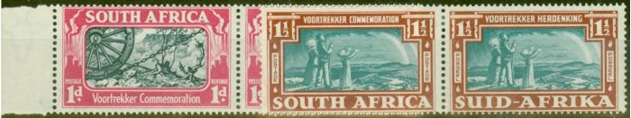 Old Postage Stamp from South Africa 1938 Voortrekker set of 2 SG80-81 V.F Lightly Mtd Mint