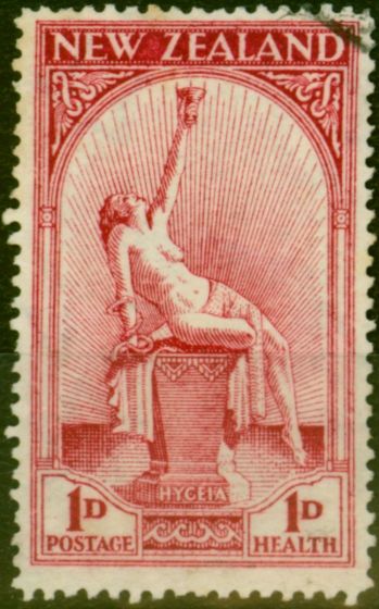 Rare Postage Stamp from New Zealand 1932 1d & 1d Carmine SG552 Fine Used
