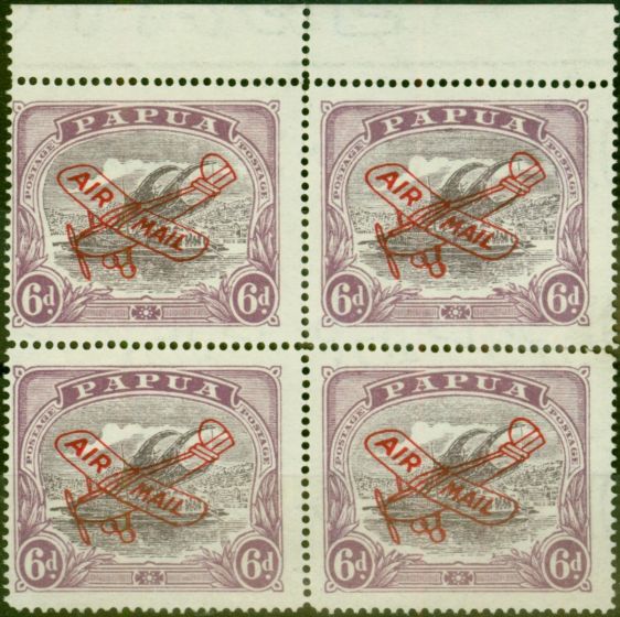 Collectible Postage Stamp Papua 1930 6d Dull & Pale Purple SG116 Fine MNH Block of 4