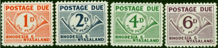 Rhodesia & Nyasaland 1961 Postage Due Set of 4 SGD1-D4 Fine LMM . Queen Elizabeth II (1952-2022) Mint Stamps