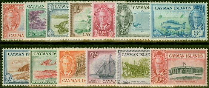 Old Postage Stamp Cayman Islands 1950 Set of 13 SG135-147 Fine LMM