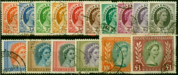 Rhodesia & Nyasaland 1954-56 Set of 16 SG1-15 Fine Used (3) Queen Elizabeth II (1952-2022) Valuable Stamps
