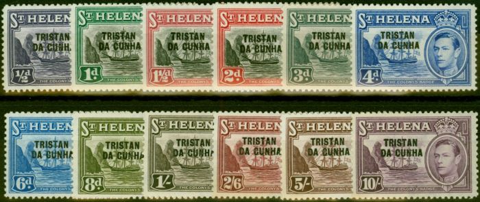 Old Postage Stamp Tristan Da Cunha 1952 Set of 12 SG1-12 Fine LMM (2)