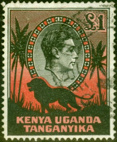 Valuable Postage Stamp from KUT 1941 £1 Black & Red SG150a P.14 Fine Used (2)