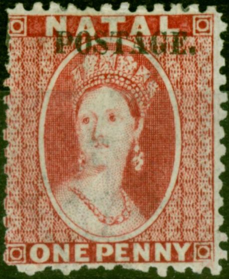 Rare Postage Stamp from Natal 1869 1d Bright Red SG51 Fine & Fresh Mtd Mint
