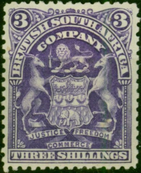 Rhodesia 1902 3s Deep Violet SG86 Fine & Fresh MM  King Edward VII (1902-1910) Old Stamps