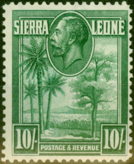 Valuable Postage Stamp from Sierra Leone 1932 10s Green SG166 Fine Mounted Mint
