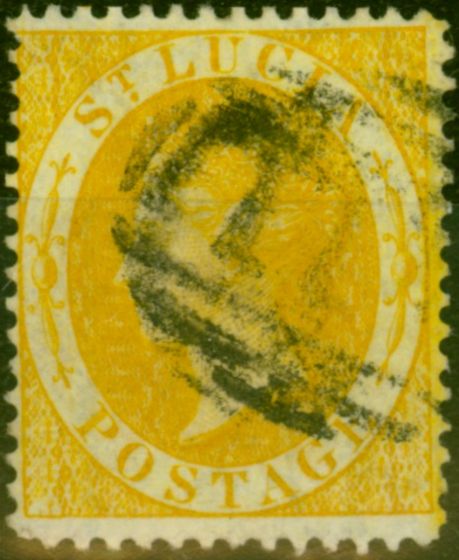Old Postage Stamp St Lucia 1876 Yellow SG16 Used Fine