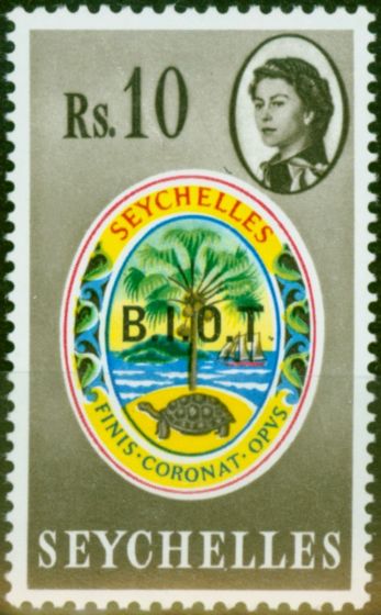 Rare Postage Stamp B.I.O.T 1968 10R SG15Var 'Misplaced Stop After T' Fine MM