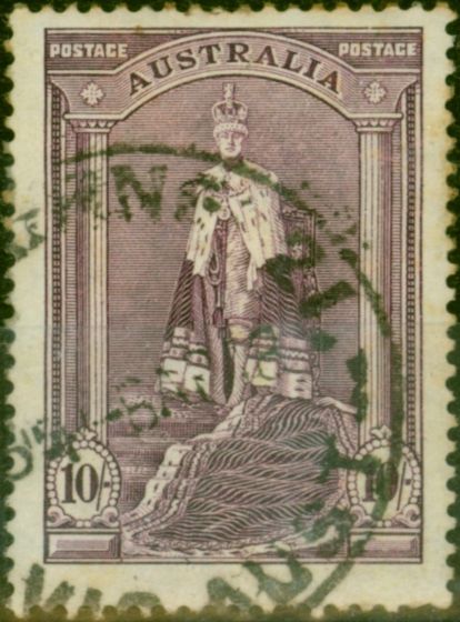 Rare Postage Stamp Australia 1938 10s Dull Purple SG177 Good Used