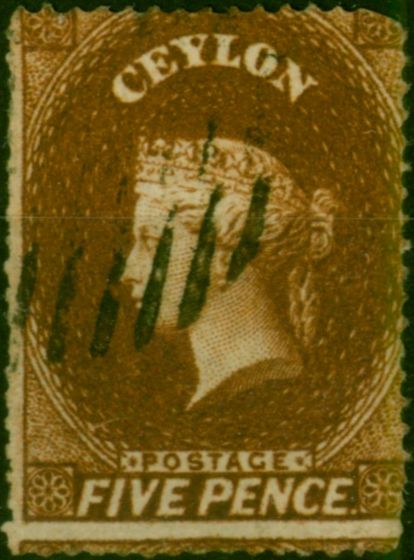 Ceylon 1861 5d Chestnut SG22 Good Used Queen Victoria (1840-1901) Collectible Stamps