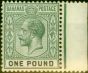 Old Postage Stamp from Bahamas 1912 £1 Dull Green & Black SG89 Fine Mtd Mint