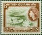 Old Postage Stamp British Guiana 1965 3c Brown-Olive & Red-Brown SG354 V.F MNH