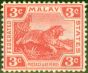 Collectible Postage Stamp from Fed of Malay States 1917 3c Scarlet SG34b Fine Lightly Mtd Mint