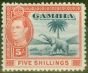 Collectible Postage Stamp from Gambia 1938 5s Blue & Vermilion SG160 Fine Very Lightly Mtd Mint