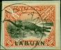 Rare Postage Stamp Labuan 1897 12c Vermilion SG95a V.F.U on Small Piece