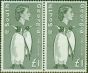 South Georgia 1969 £1 Grey-Black SG16 V.F MNH Pair. Queen Elizabeth II (1952-2022) Mint Stamps