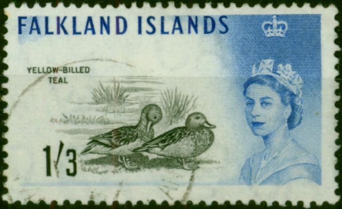 Falkland Islands 1960 1s3d Black & Ultramarine SG203 Fine Used  Queen Elizabeth II (1952-2022) Collectible Stamps